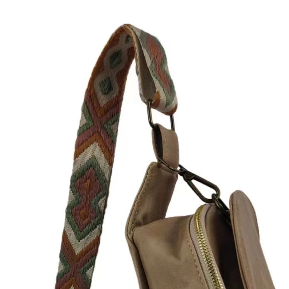 Vegan Leather Crossbody Sling Bag Shoulder Purse Convertible Wide Guitar Strap